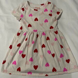 Cat & Jack Pink Hearts Girls Shirt Tulle Dress Hearts Size 3T